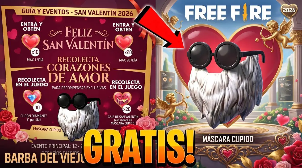 Barba del Viejo en Free Fire 2026: cómo conseguirla en los eventos de San Valentín
