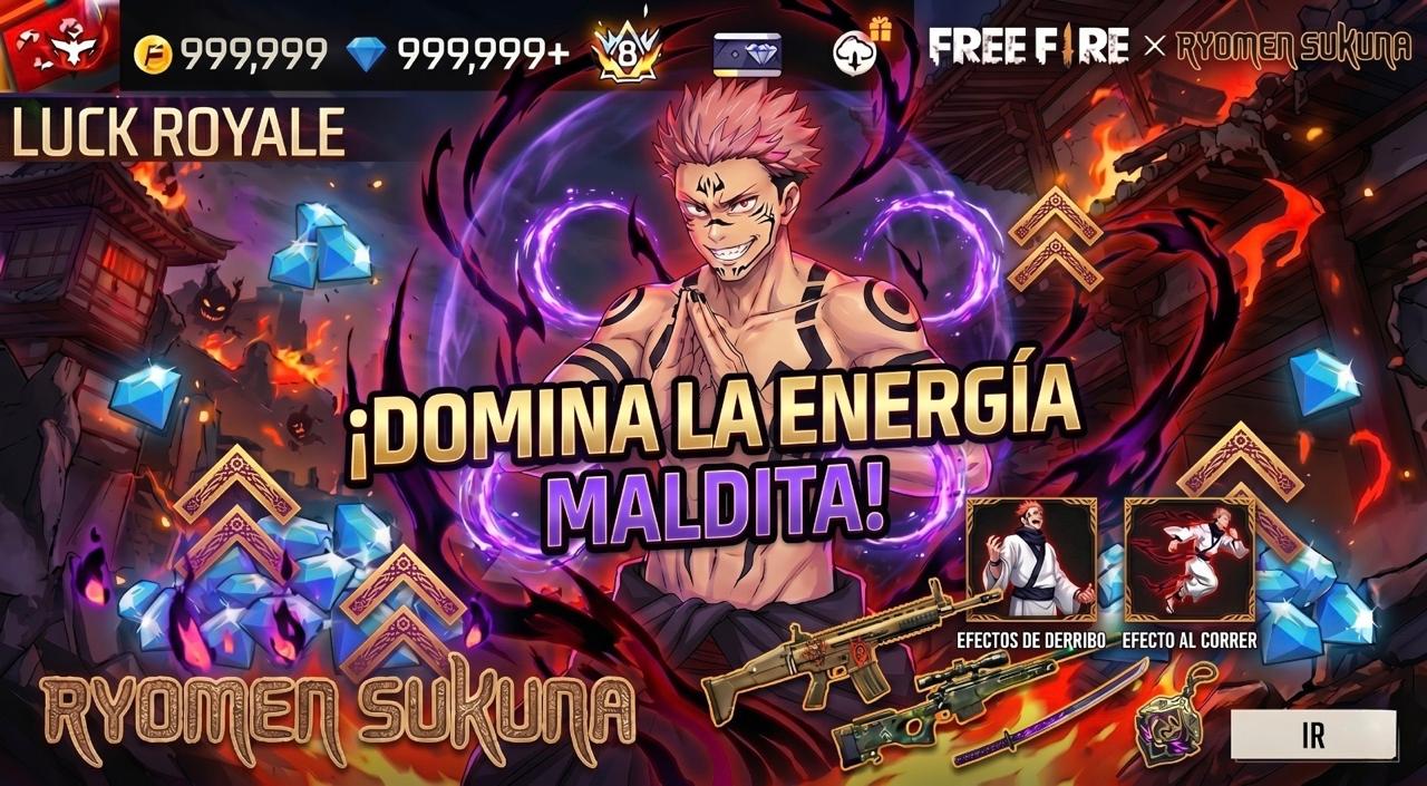 Free Fire x Jujutsu Kaisen 2026: guía completa para conseguir todas las skins del evento