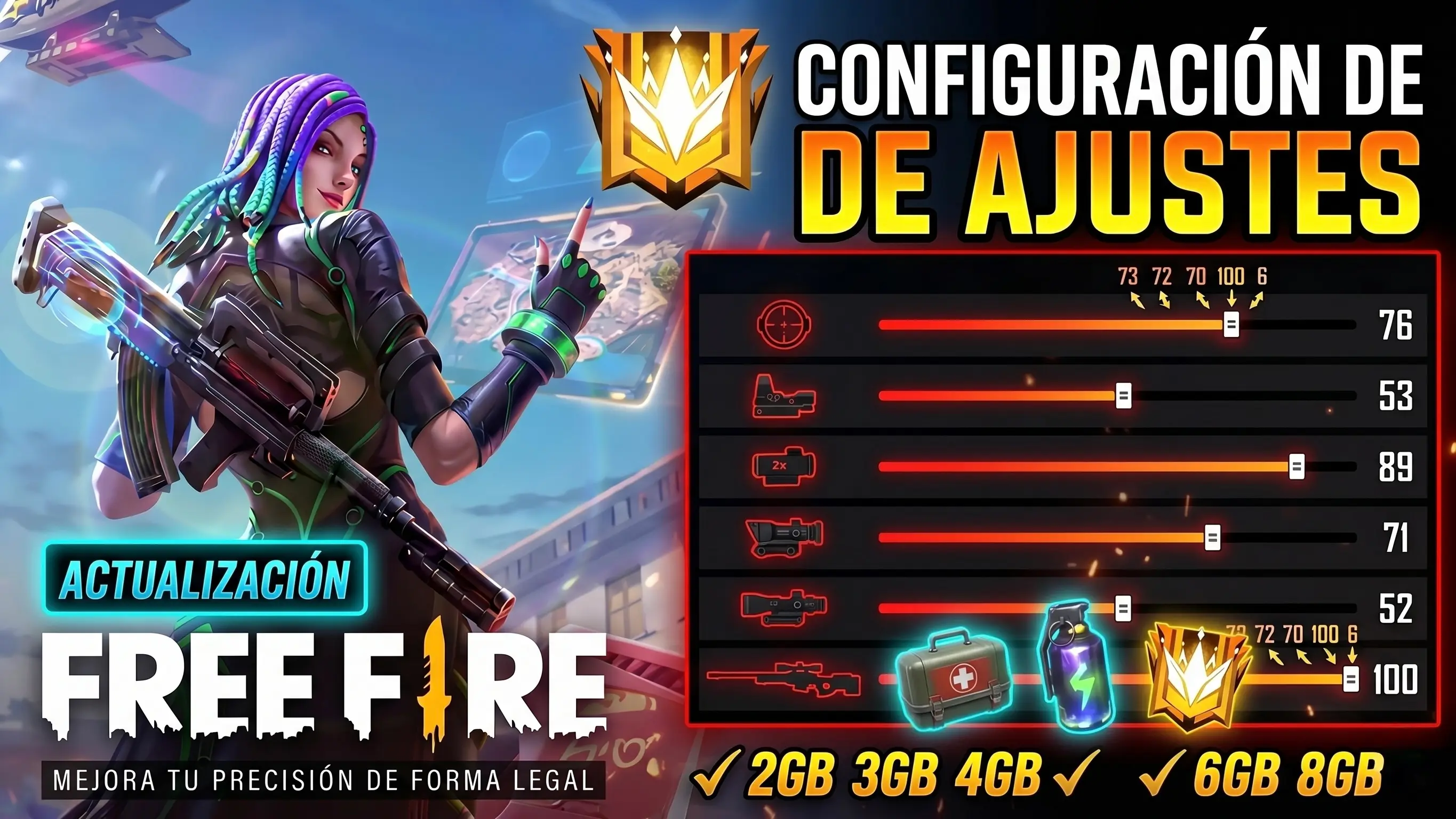 Configuración de sensibilidad perfecta en Free Fire 2026: valores exactos para mejorar tu puntería